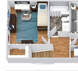 Dogwood with Fenced-in Yards 3D Dogwood 2 bedroom townhome with fenced-in yard. L shaped kitchen, dining room, half bath and living room on first floor. 2 bedroom and 1 bath on second floor